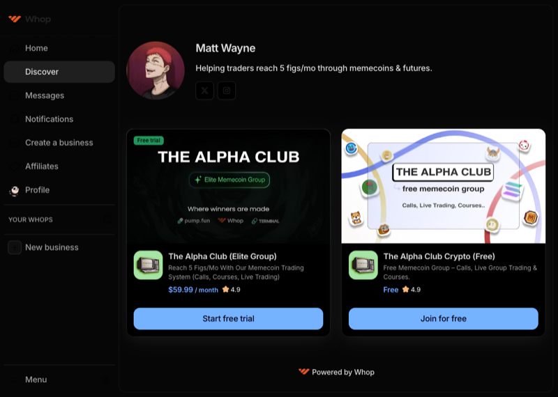The Alpha Club on Whop