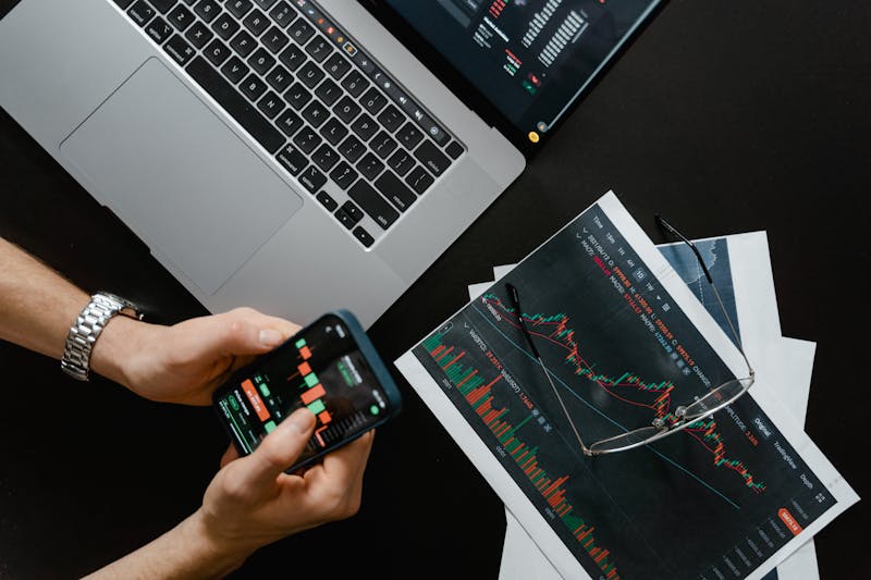 Financial charts and technical analysis on screen