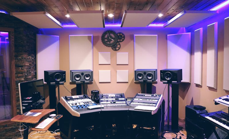 Professional music studio with production equipment
