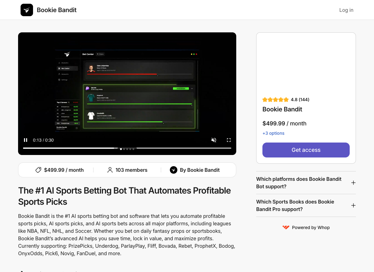 Bookie Bandit on Whop