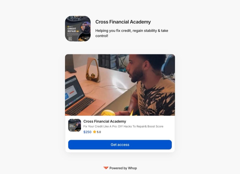 Cross Financial Academy on Whop