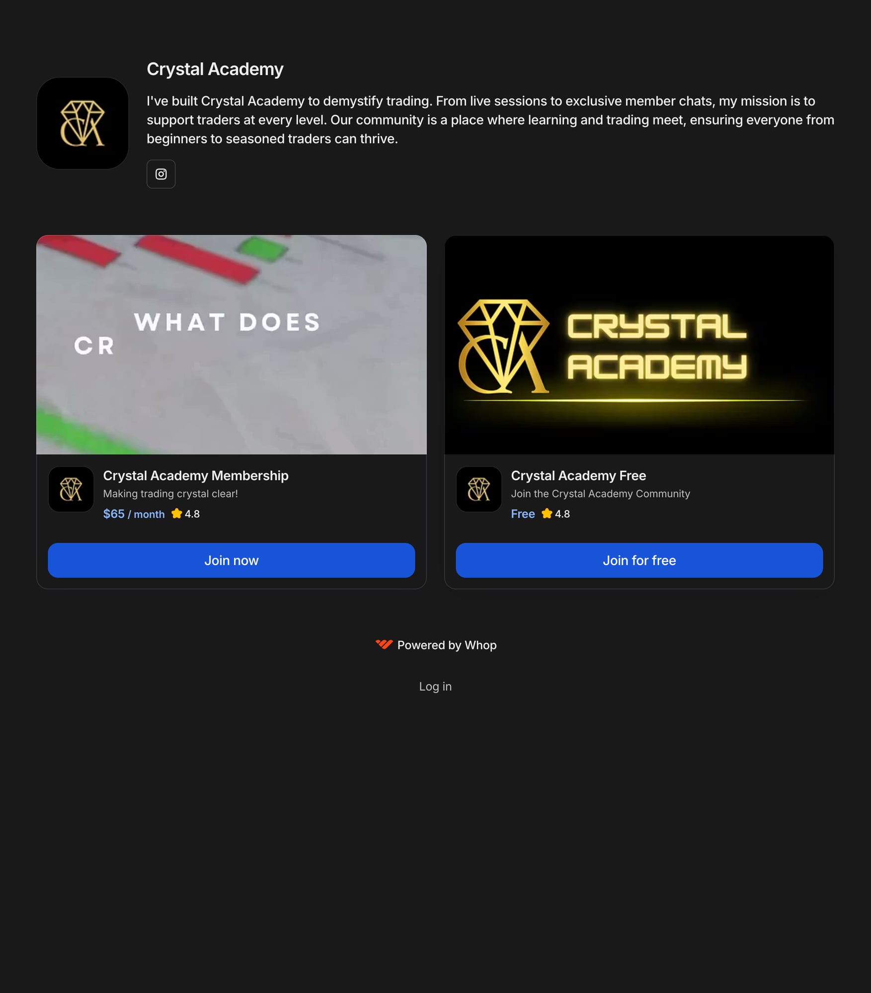 Crystal Academy on Whop
