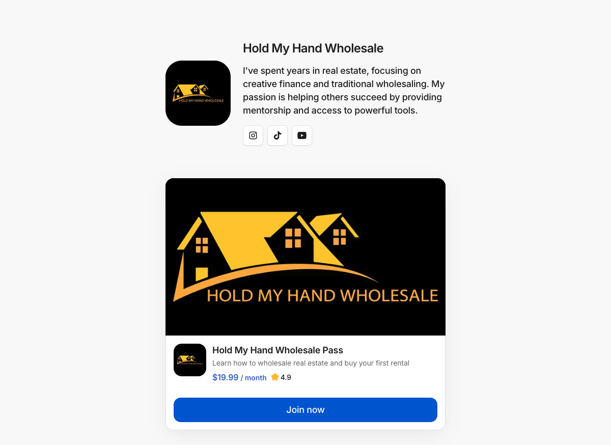 Hold My Hand Wholesale on Whop