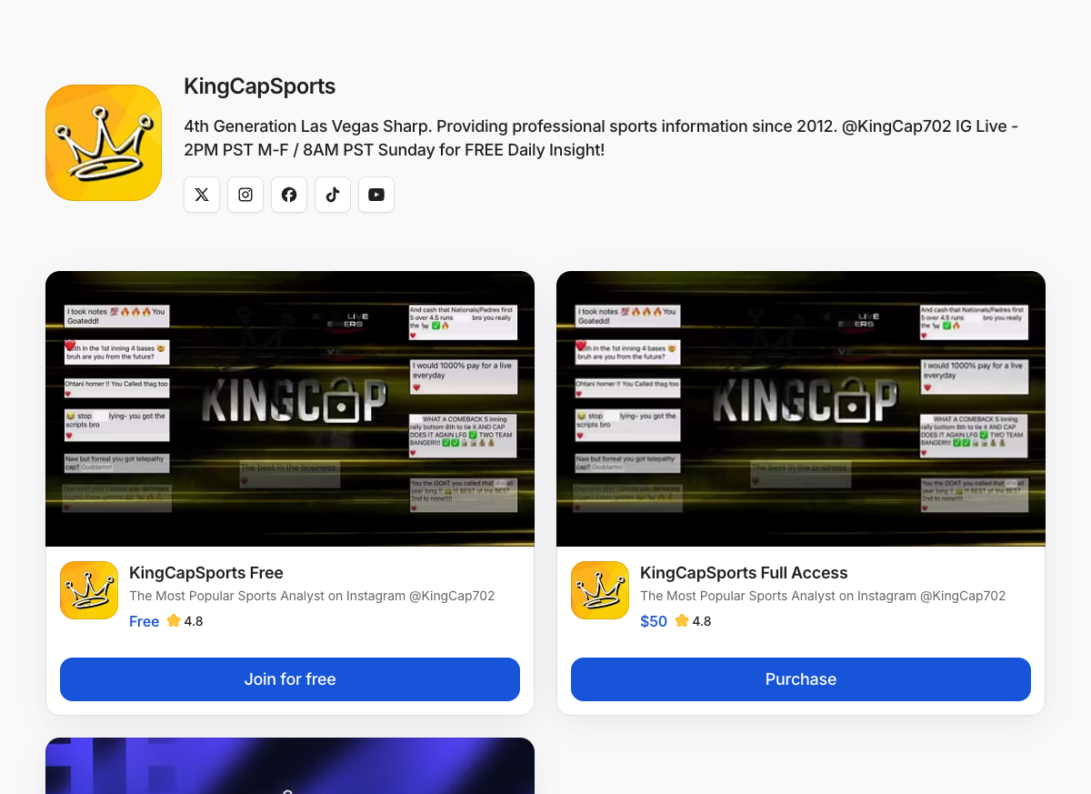 KingCapSports Whop community page