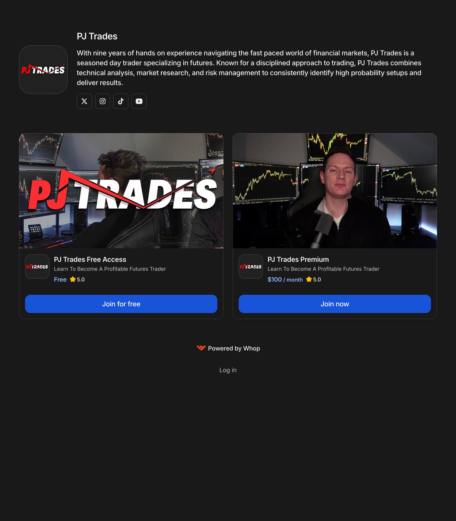 PJ Trades Premium on Whop