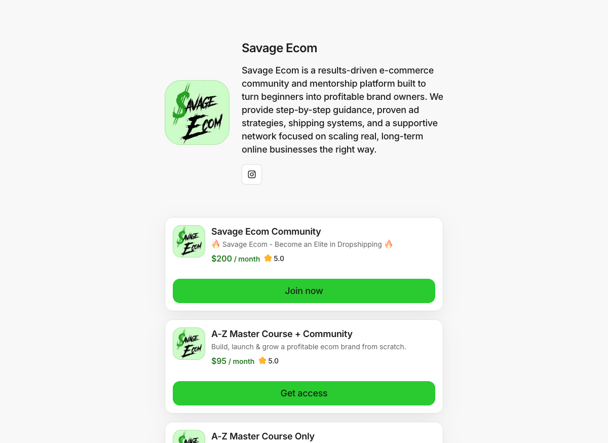 Savage Ecom on Whop