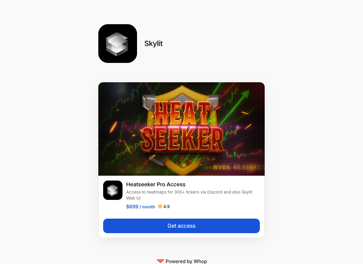 Skylit Heatseeker Whop page