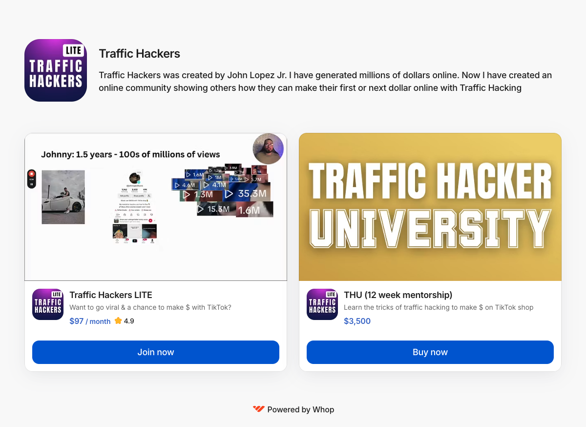 Traffic Hackers on Whop
