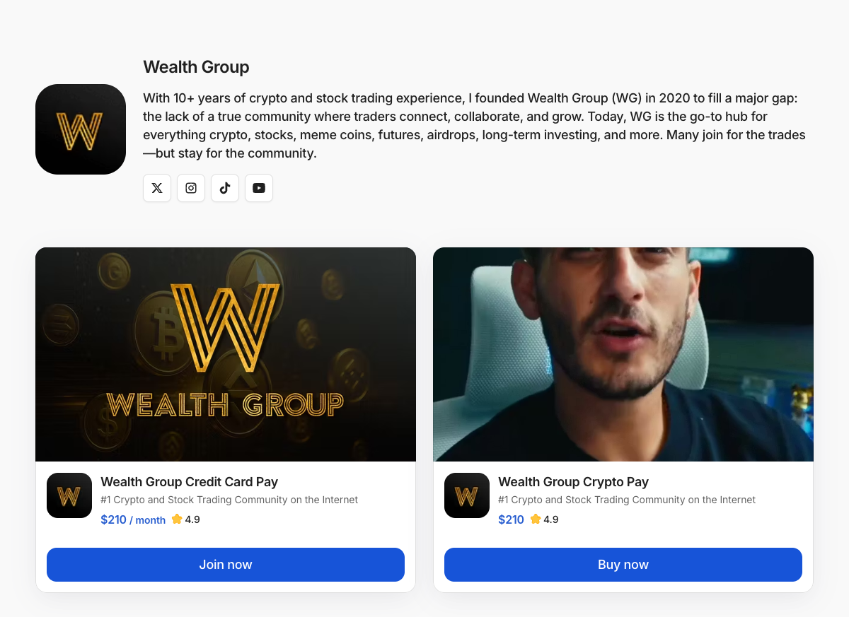 Wealth Group on Whop - Crypto and Stock Trading Community